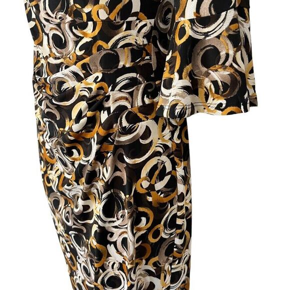 Connected Apparel Petite Womens Brown Black Jersey Knit Print Stretch Dress 6P - Picture 9 of 16